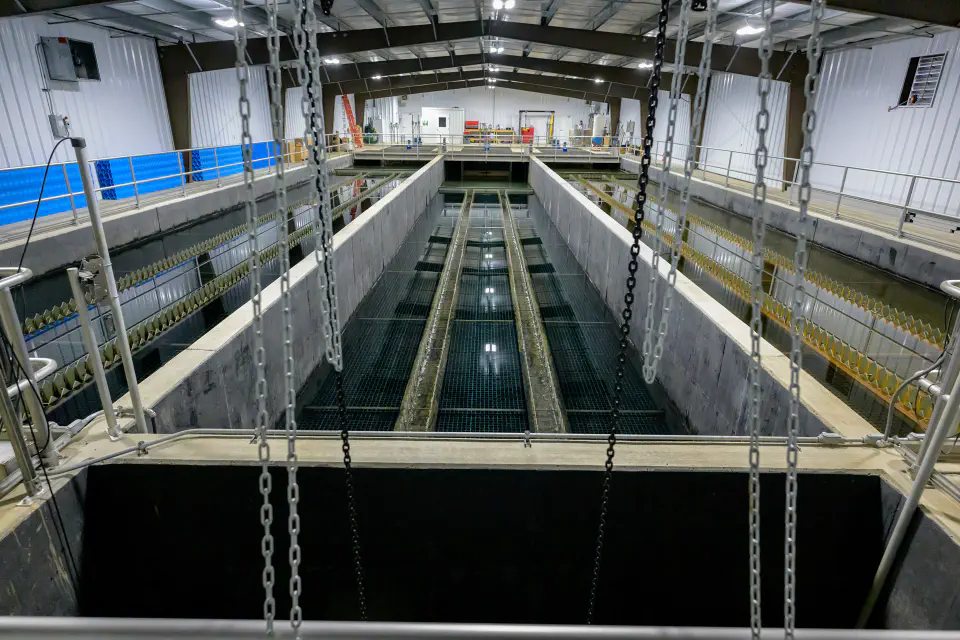 Overhead view of the inside of the AMD Treatment Facility near Mt. Storm, WV.